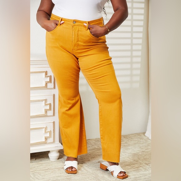 Judy Blue Full Size Hw Tummy Control Garment Dyed Flare Jeans Plus Size